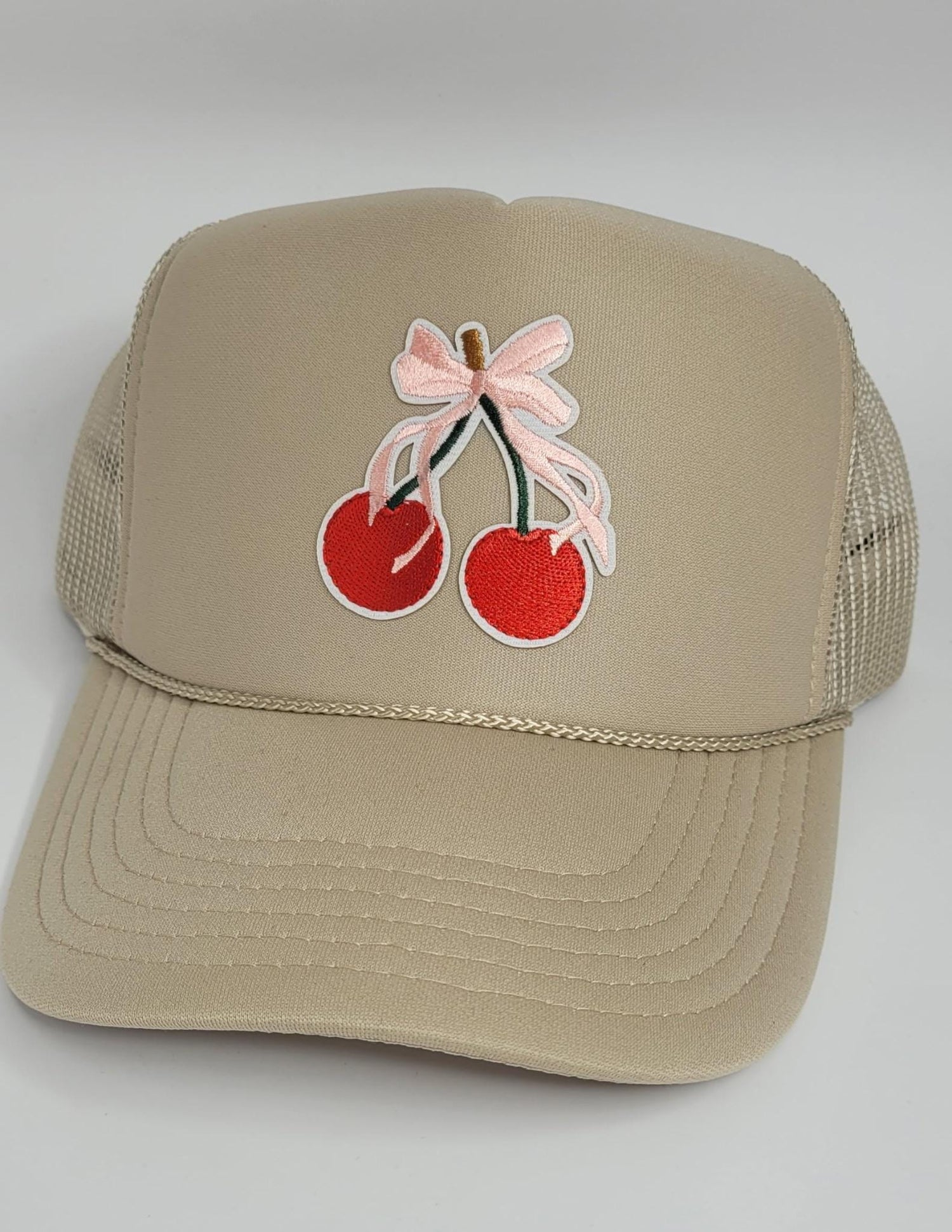 Cherry Bow Trucker Hat | Cute Aesthetic Embroidered Patch Hat |  |  Trendy Girly Gift