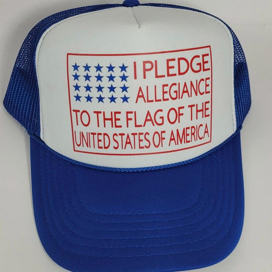 I Pledge Allegiance Hat – USA Patriotic Trucker Hat – 4th of July Hat – American Flag Mesh Hat – Red White Blue Hat – Freedom Hat