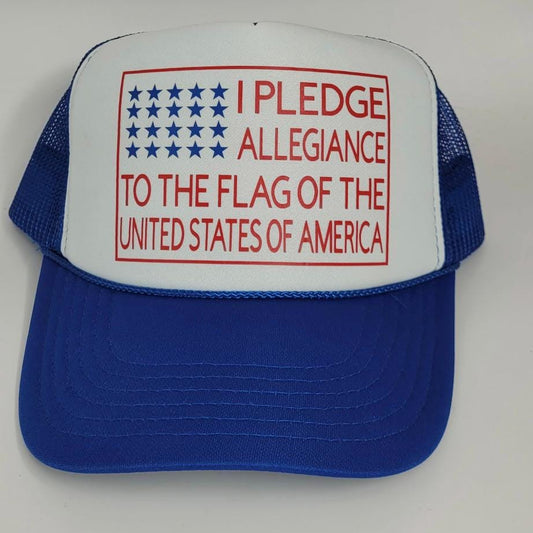 I Pledge Allegiance Hat – USA Patriotic Trucker Hat – 4th of July Hat – American Flag Mesh Hat – Red White Blue Hat – Freedom Hat
