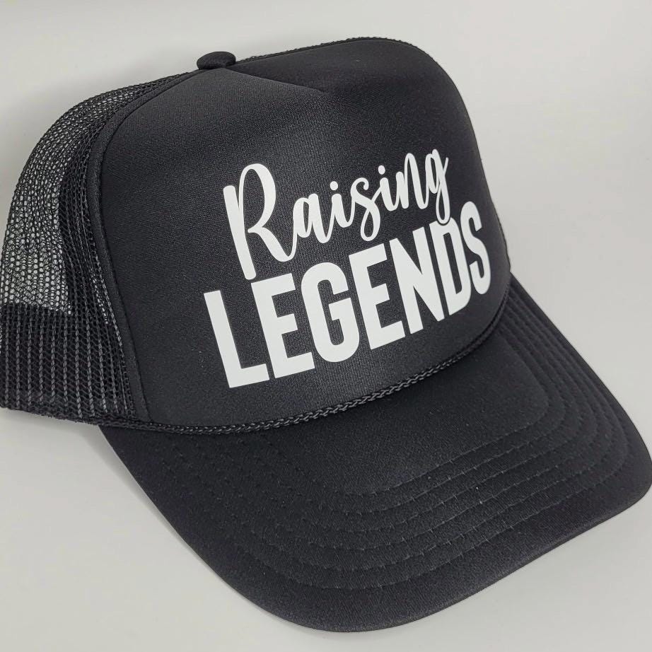 Raising Legends Trucker Hat | Mom Life Hat | Cool Mom Hat | Baseball Mom Cap | Boy Mom Girl Mom Gift | Mother’s Day Gift Idea
