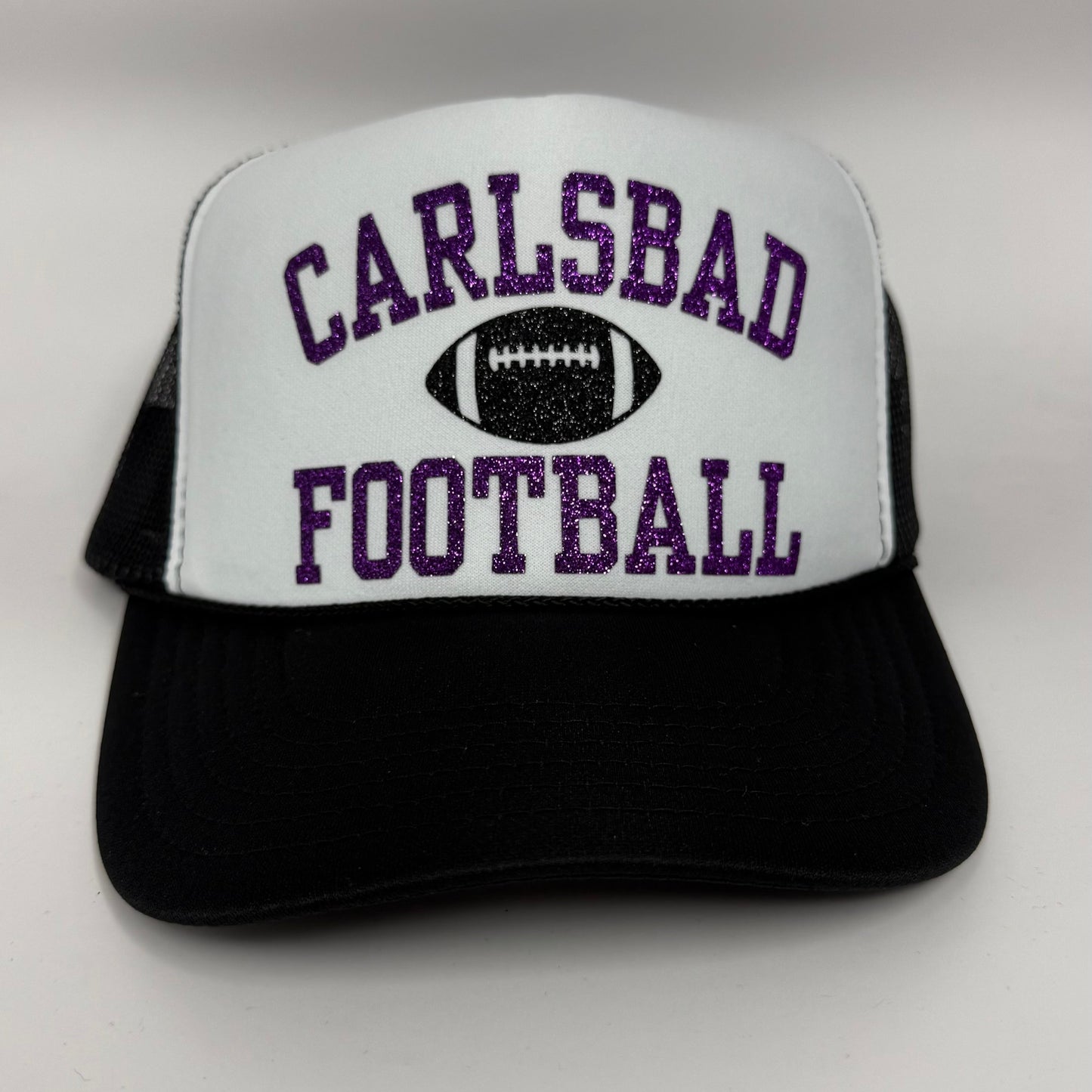Carlsbad Football Trucker Hat | Glitter Vinyl Spirit Cap | High School Football Hat | Game Day Snapback