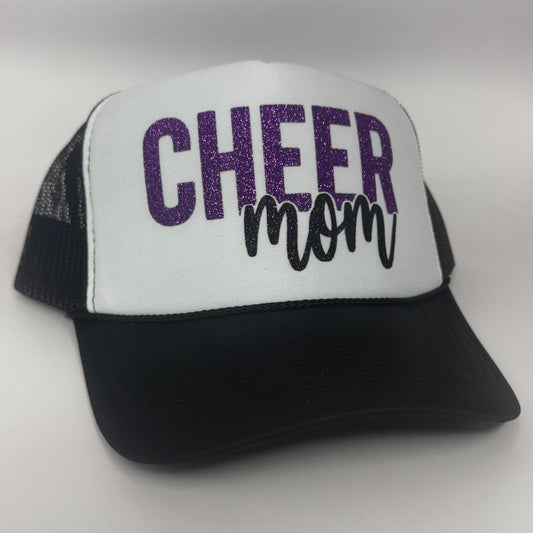 Black and White Cheer Mom Trucker Hat
