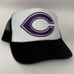 Carlsbad High School Trucker Hat | Glitter Vinyl Purple C Logo | School Spirit Cap | 2 Color Options