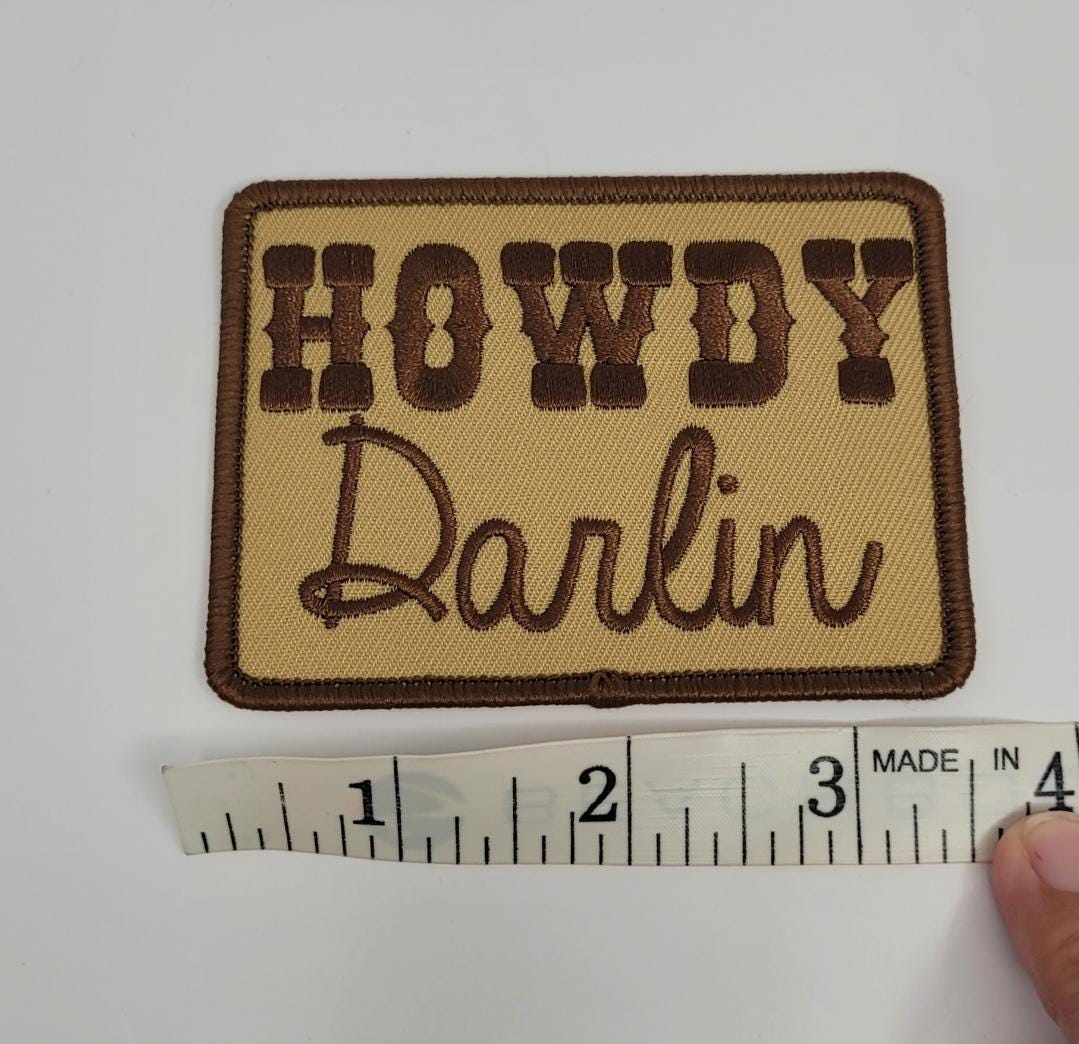 Brown Howdy Darlin Iron on Patch | Retro Country Embroidered Patch