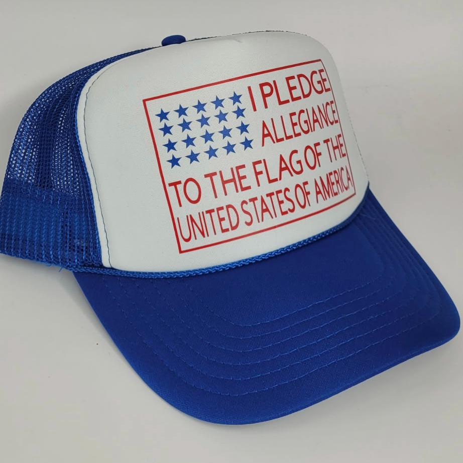 I Pledge Allegiance Hat – USA Patriotic Trucker Hat – 4th of July Hat – American Flag Mesh Hat – Red White Blue Hat – Freedom Hat