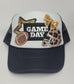 Custom Game Day Football Trucker Hat – Sequin Bow, Leopard Print Helmet & Football Patch