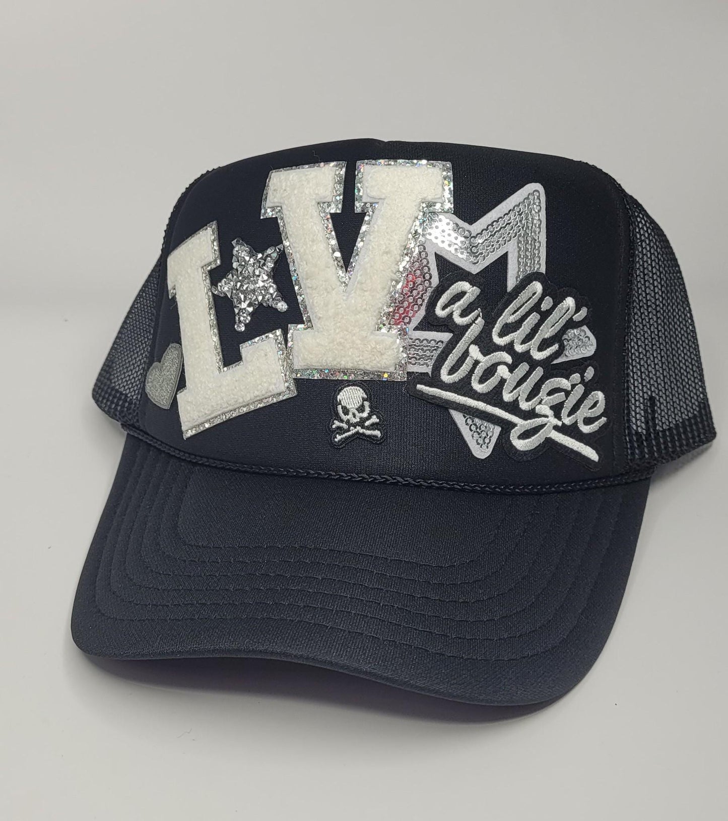 Las Vegas Raiders Inspired Football Trucker Hat | LV Lil Bougie Custom Hat