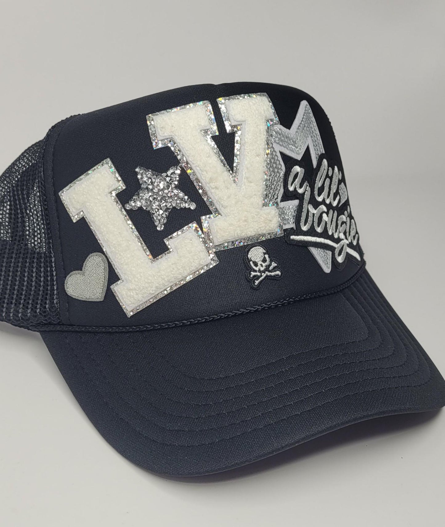 Las Vegas Raiders Inspired Football Trucker Hat | LV Lil Bougie Custom Hat