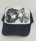 Trucker Hat Spooky Sequin Halloween  | Skull, Web, and Star Patch Design