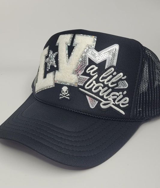 Las Vegas Raiders Inspired Football Trucker Hat | LV Lil Bougie Custom Hat