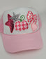 Custom Pink Fall Trucker Hat – Pink Pumpkin, Heart, Bow, and Stars
