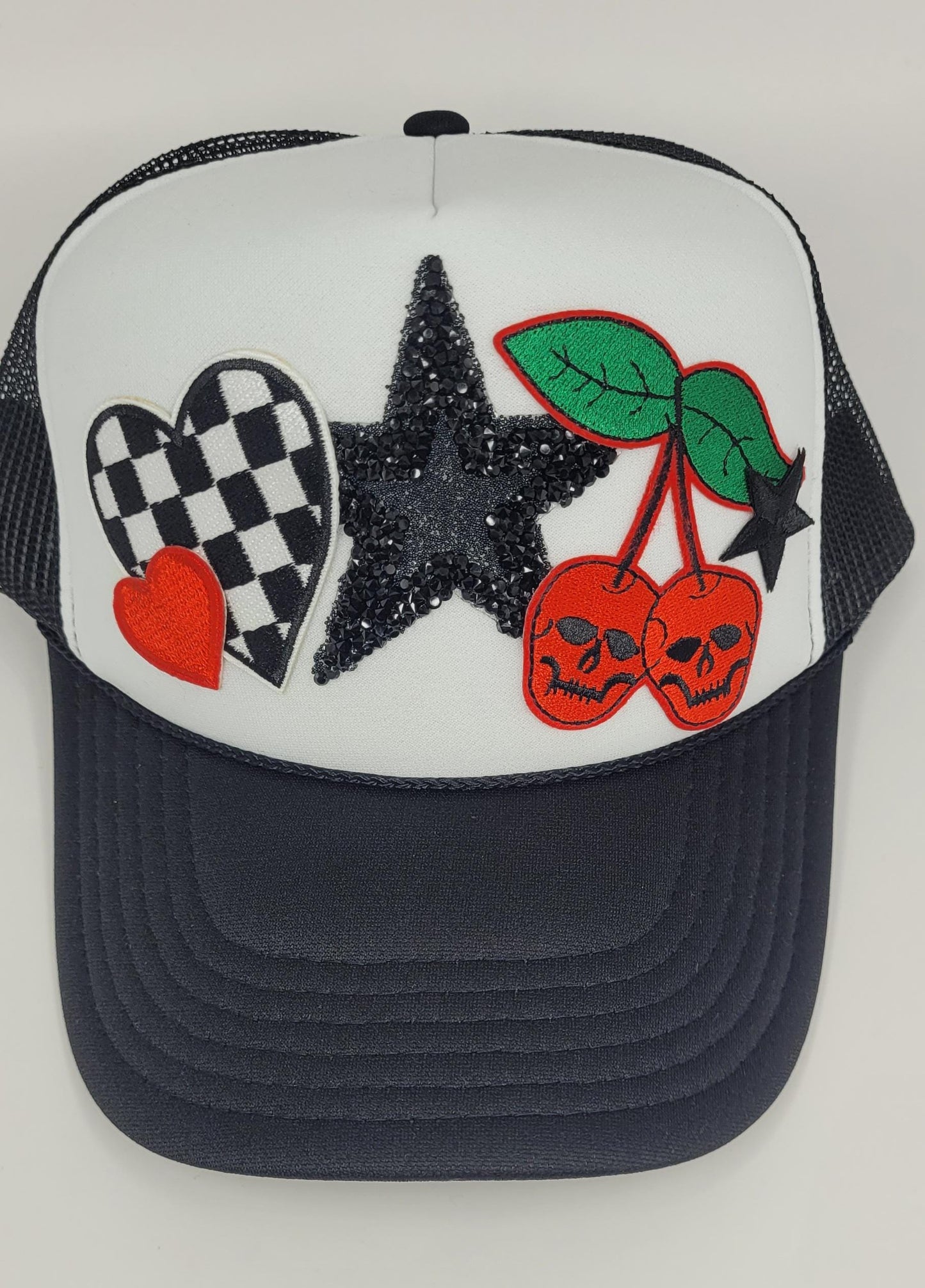 Halloween Rocker Vibes - Custom Patch Black Trucker Hat - Fall Edition