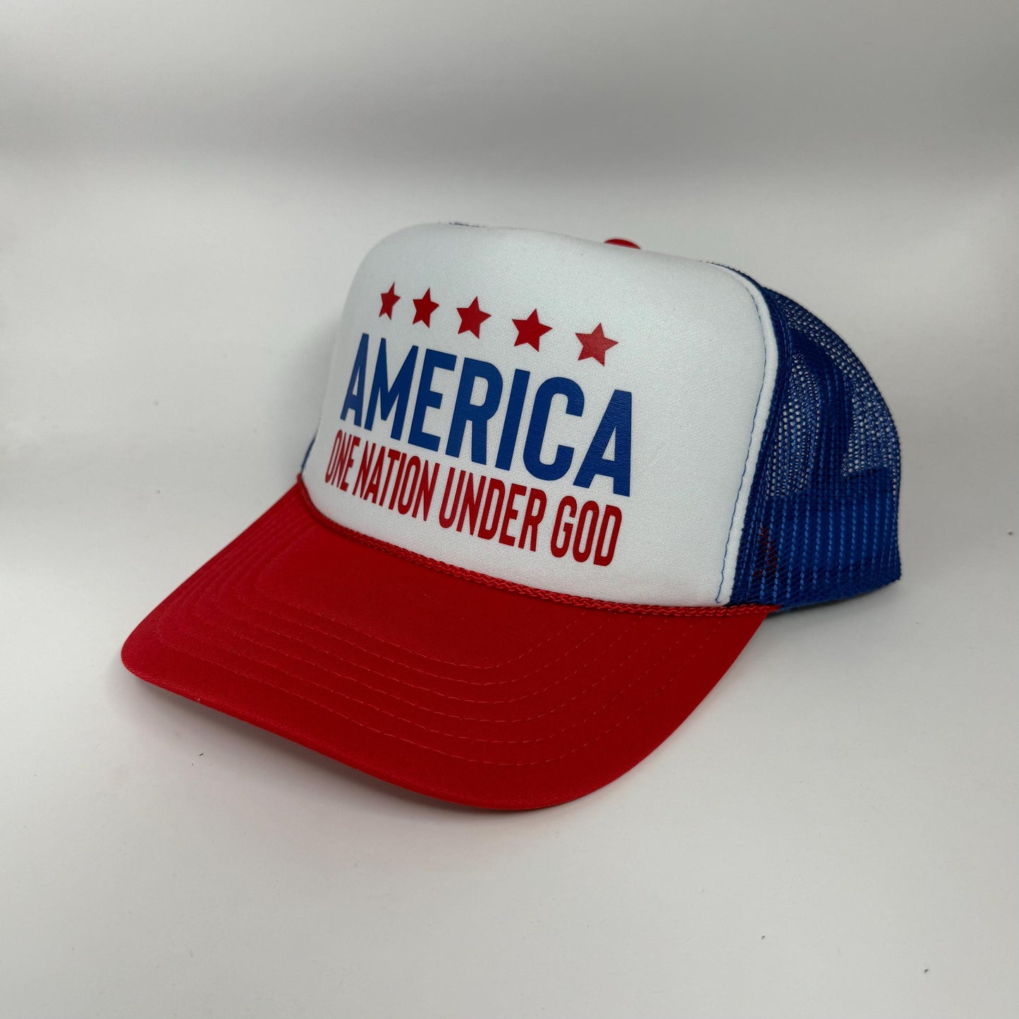 America Trucker Hat | One Nation Under God | Patriotic 4th of July Hat | Red White Blue USA Hat | Independence Day Cap