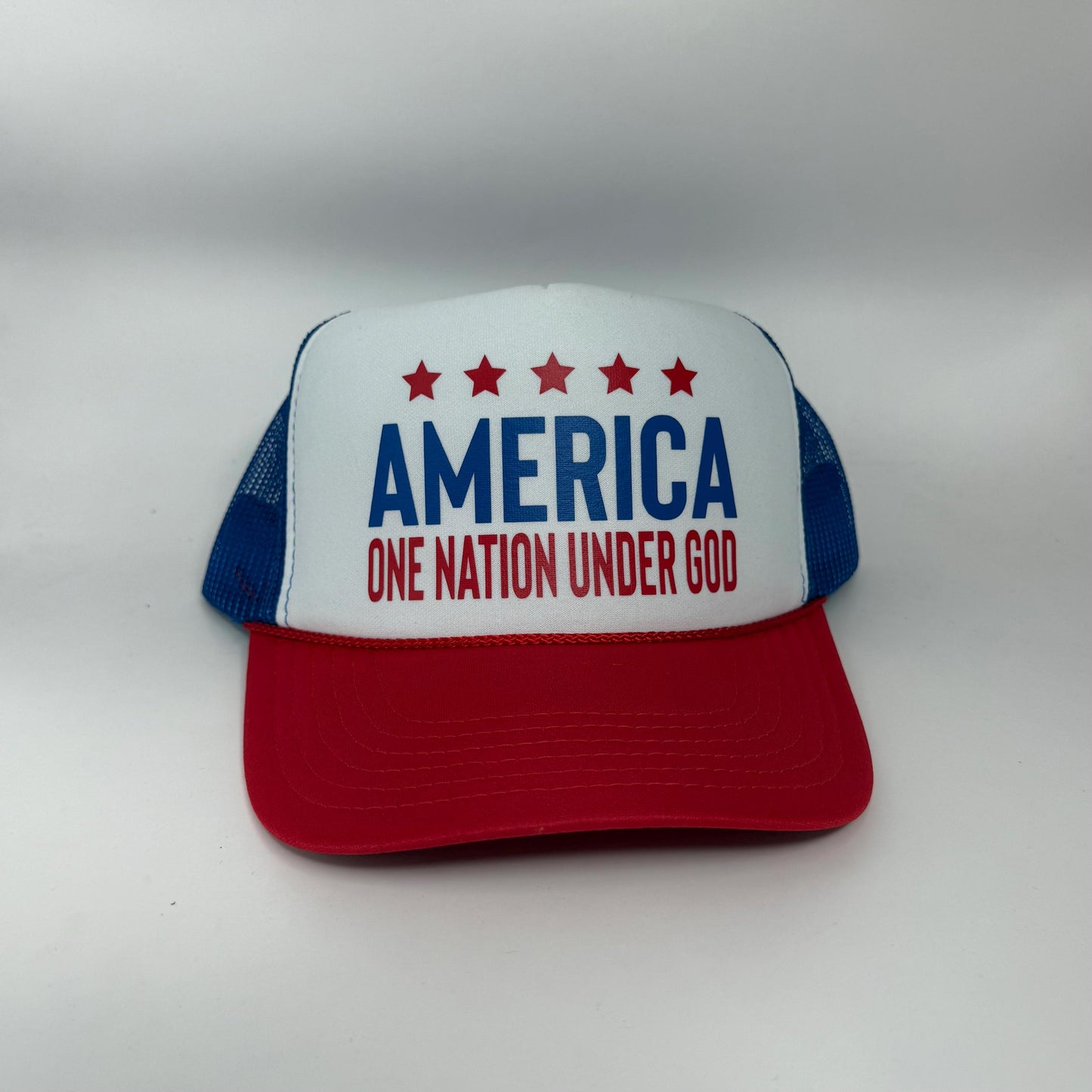 America Trucker Hat | One Nation Under God | Patriotic 4th of July Hat | Red White Blue USA Hat | Independence Day Cap