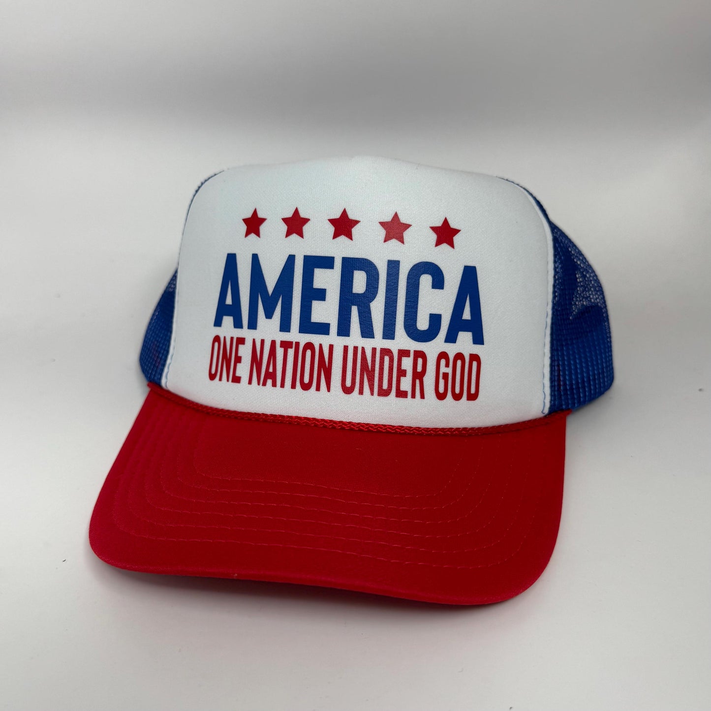 America Trucker Hat | One Nation Under God | Patriotic 4th of July Hat | Red White Blue USA Hat | Independence Day Cap